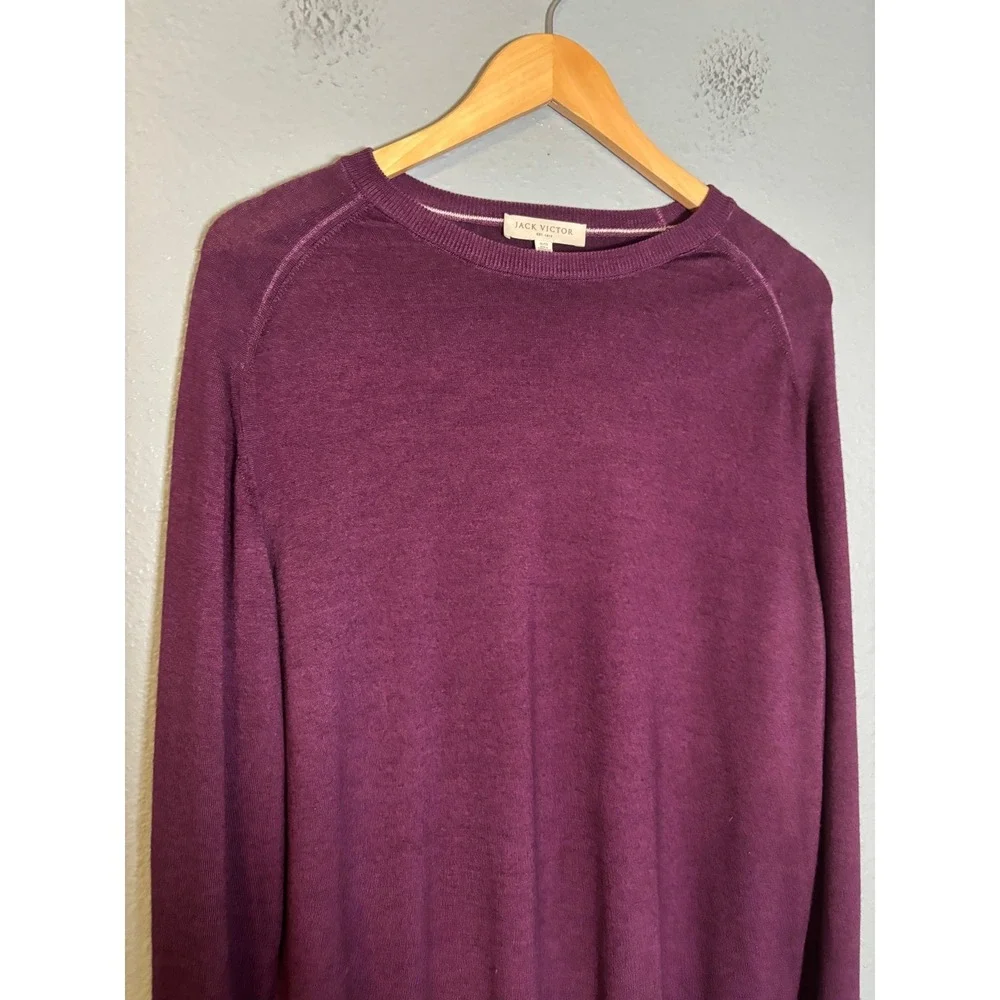 Jack Victor Mens 100% Virgin Wool‎ Purple Crewneck Sweater Size XL